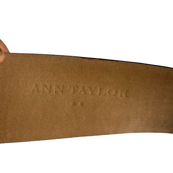 Ann Taylor Leather Hombre Square Buckle Chunky Belt Women's Size Small Brown - Picture 3 of 7